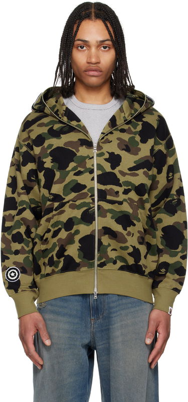Суитчър BAPE A Bathing Ape 1st Camo Jacquard Shark Full Zip Hoodie Зелено | 001ZPL301304M, 0