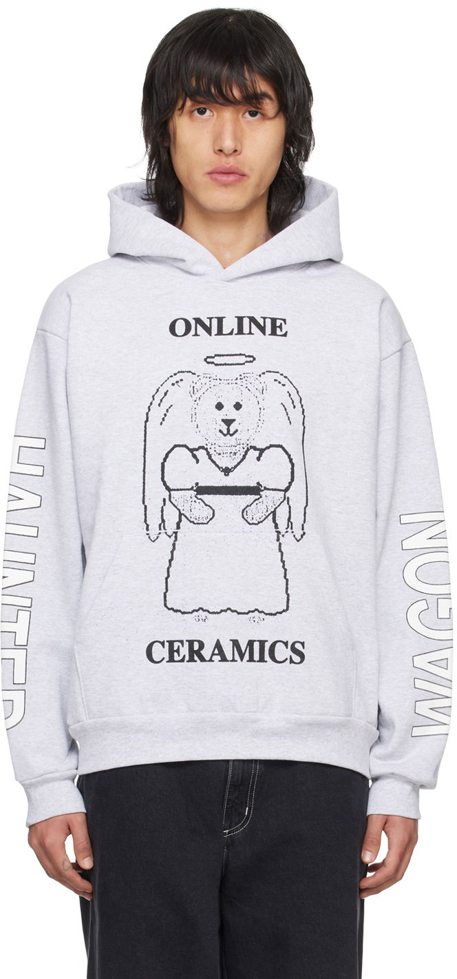 Суитчър Online Ceramics Gray Angel Bear Hoodie Сиво | Ash Angel Bear Hoodie, 0