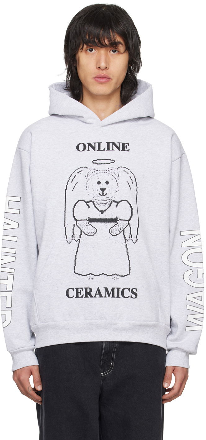 Суитчър Online Ceramics Gray Angel Bear Hoodie Сиво | Ash Angel Bear Hoodie