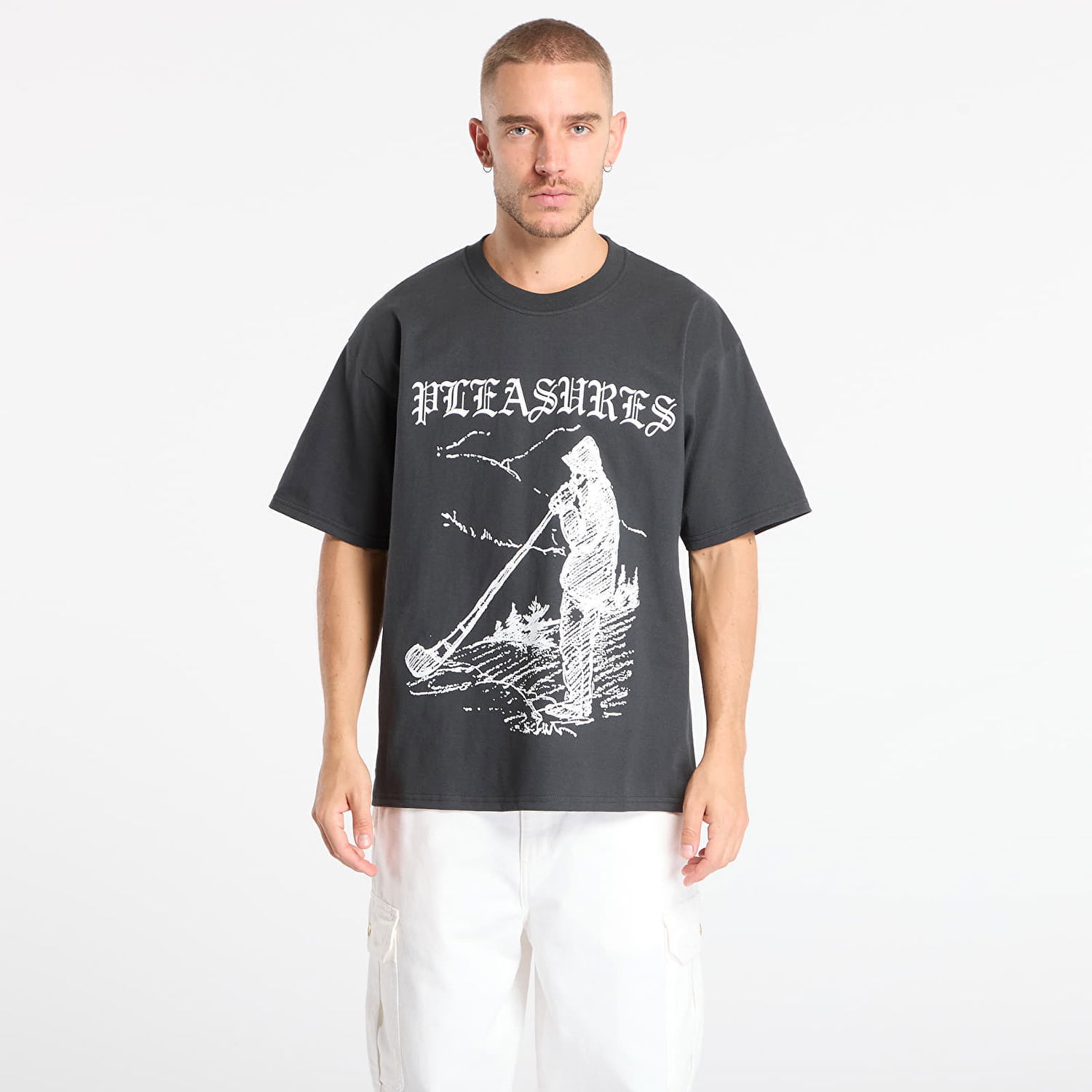 Тениска Pleasures Pipe T-Shirt XXL Сиво | P25F079-BLACK, 0