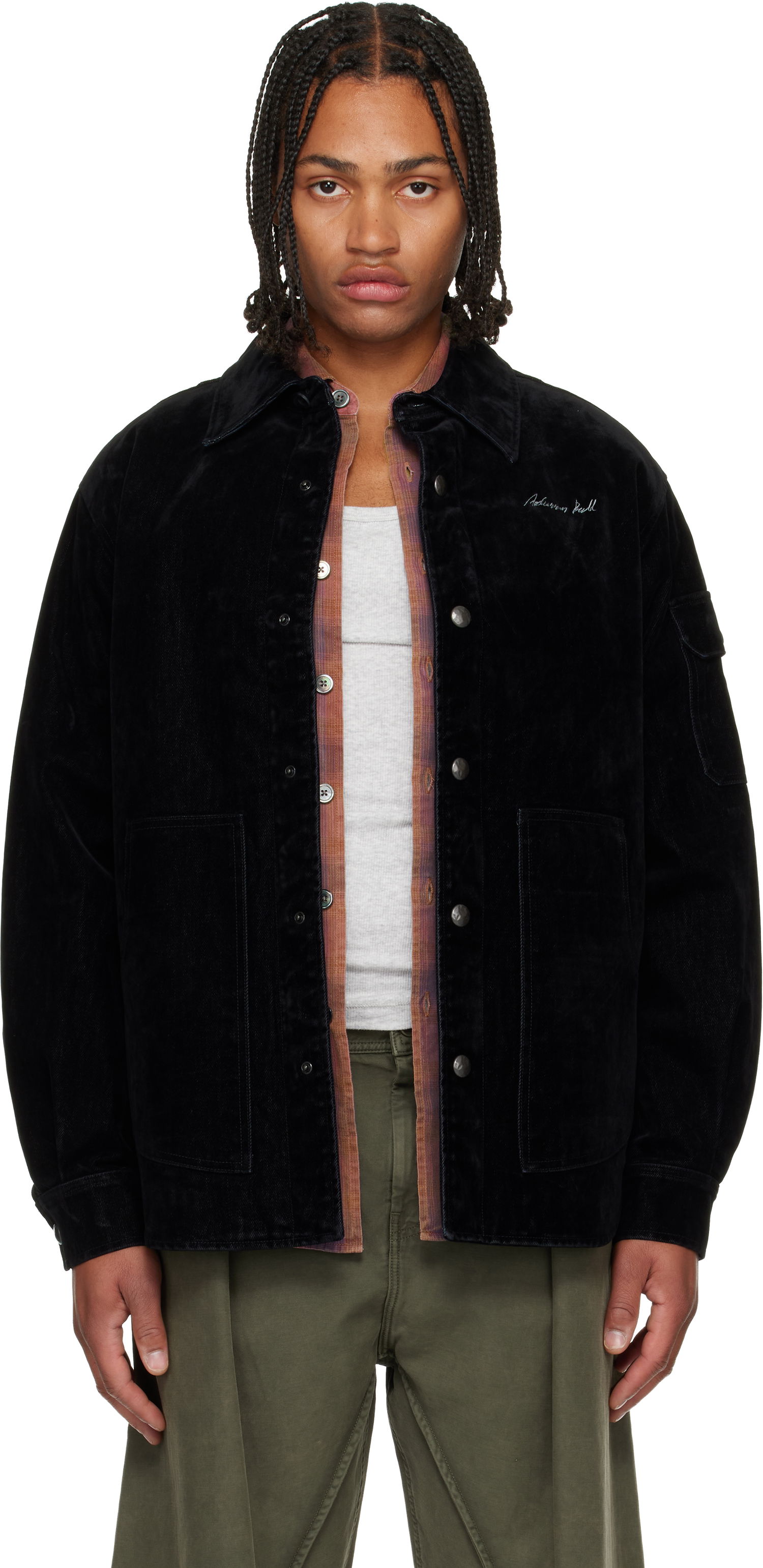Риза Andersson Bell Andersson Bell Padded Velvet Denim Shirt Черно | atb1374m, 0
