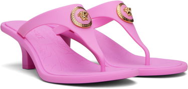 Грижа за обувките Versace Versace Pink Alia Rubber Thong 55 Heeled Sandals Розово | 1020961_1A10983, 3