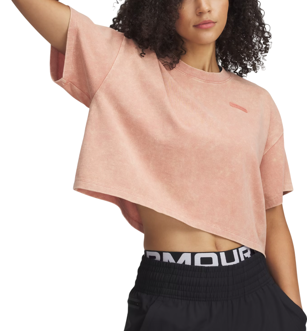 Съкратен топ Under Armour Under Armour HWT Wash Short Sleeve T-Shirt Розово | 1389747-696, 0