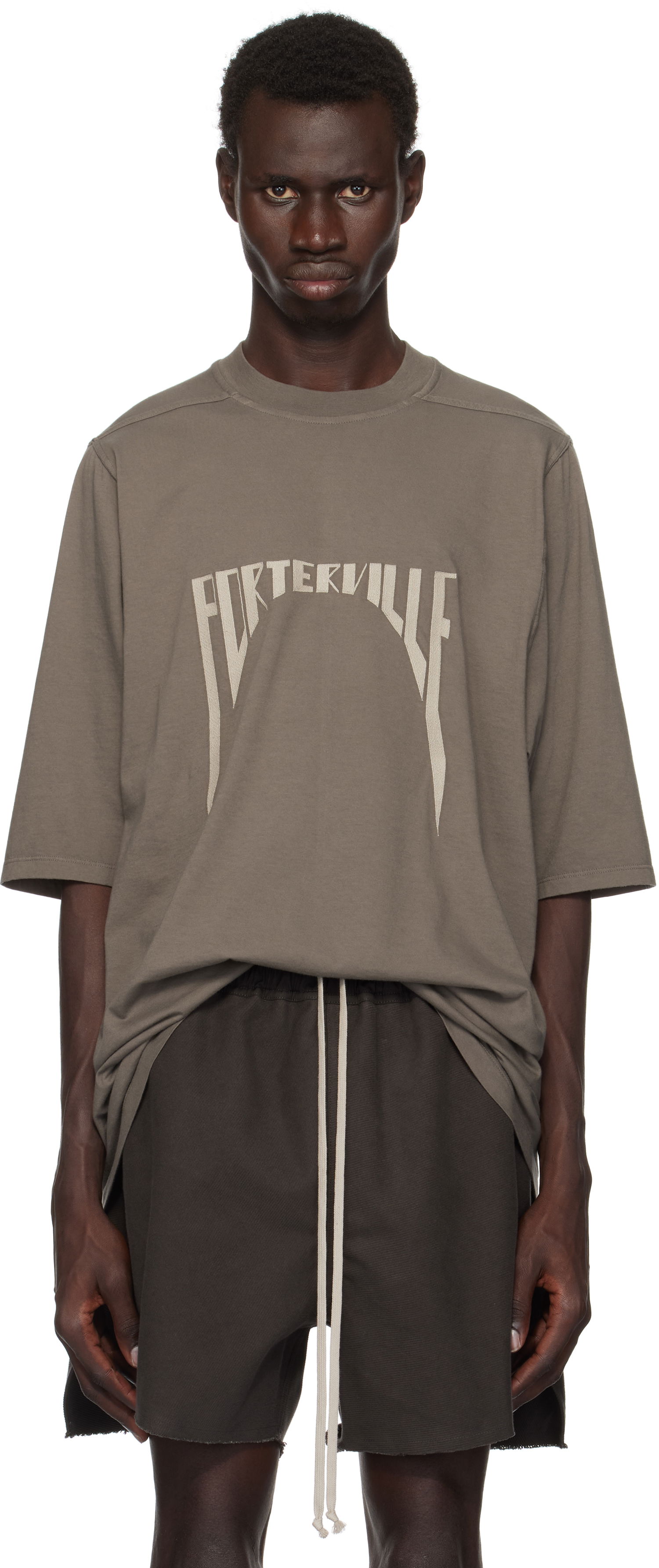 Тениска Rick Owens Porterville Jumbo T-shirt Сиво | RR02D6274 RNEM7, 0