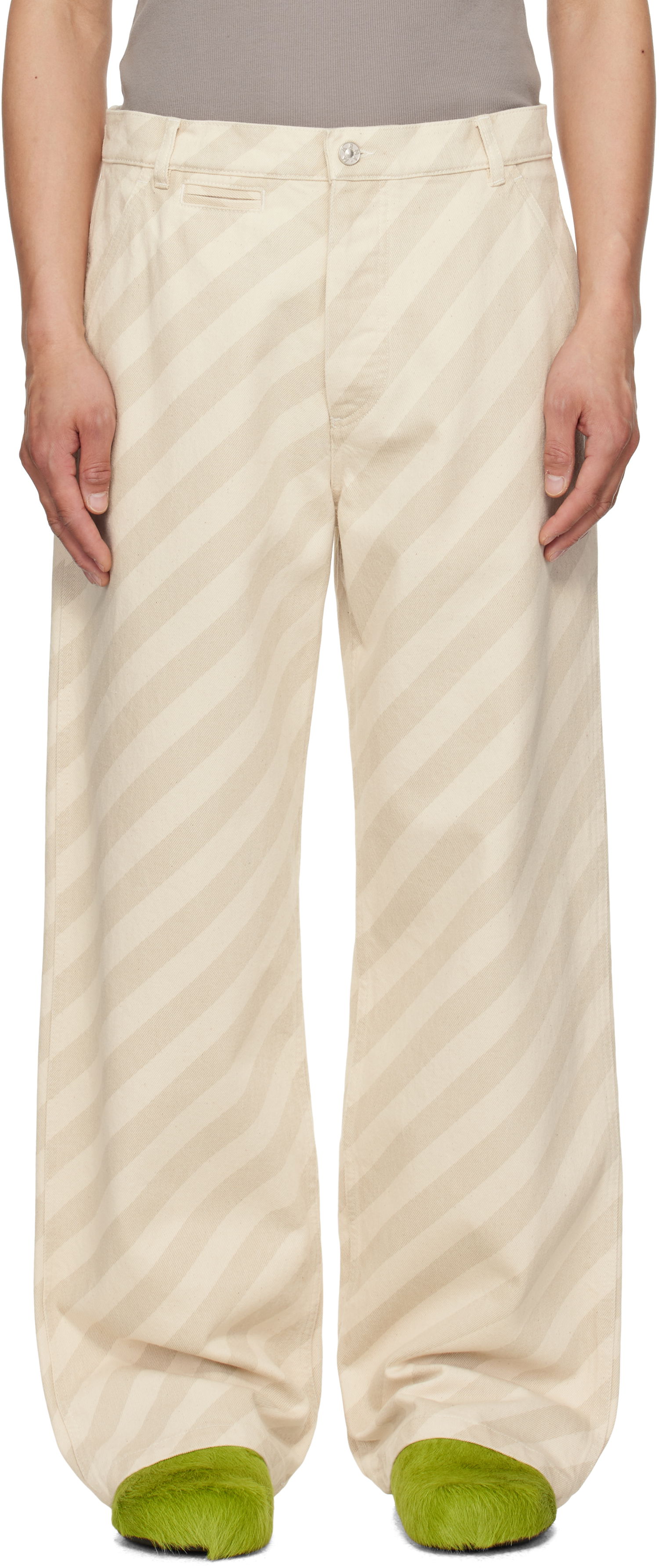 Панталони Marni Marni Striped High-Waist Jeans Бежово | PUJU0101A0 USCX37, 0