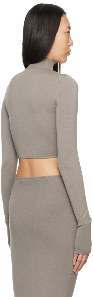 Съкратен топ Dion Lee Mobius Loop Cutout Long Sleeve Top Сиво | A7783PS24, 2