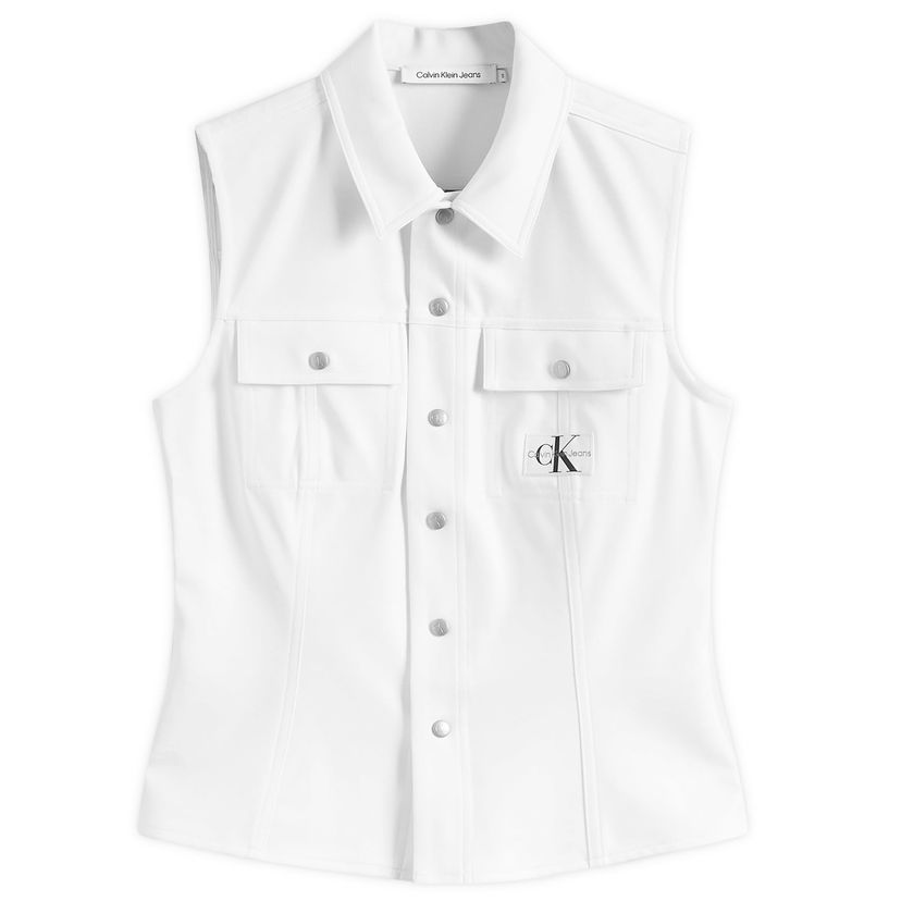 Риза CALVIN KLEIN Sheen Milano Sleeveless Бяло | J20J223390YAF