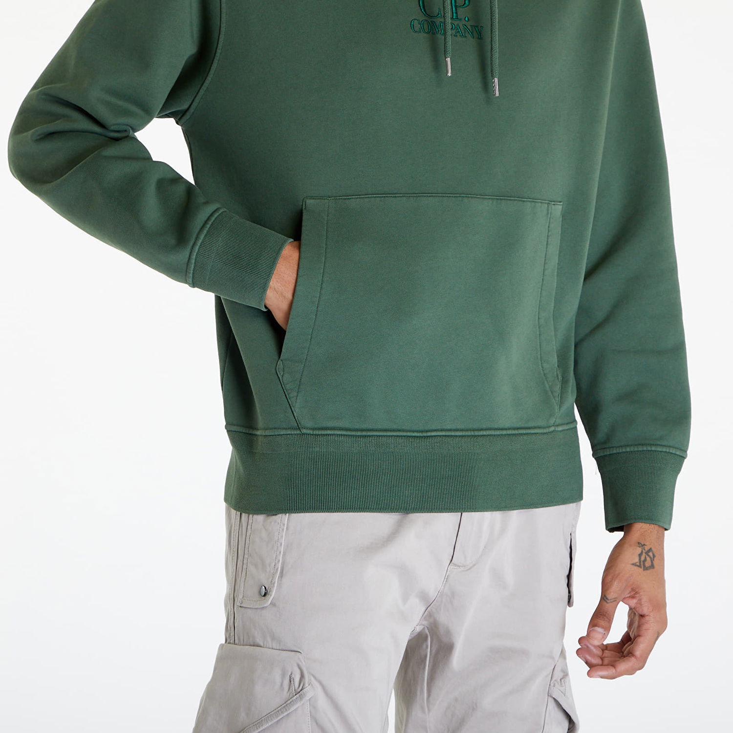 Суитчър C.P. Company Cotton Diagonal Sweat Hoodie Duck Green Зелено | 16CMSS099B110044R-649, 1