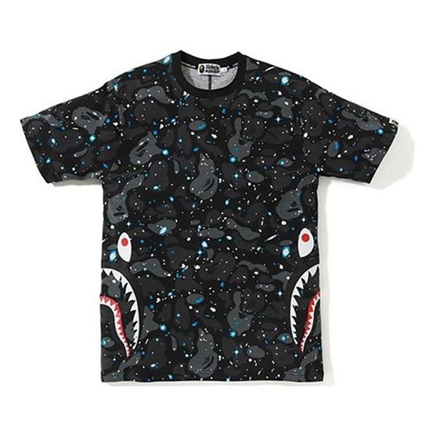 Тениска BAPE Bathing Ape Space Camo Side Shark T-Shirt Черно | 1F30-109-004