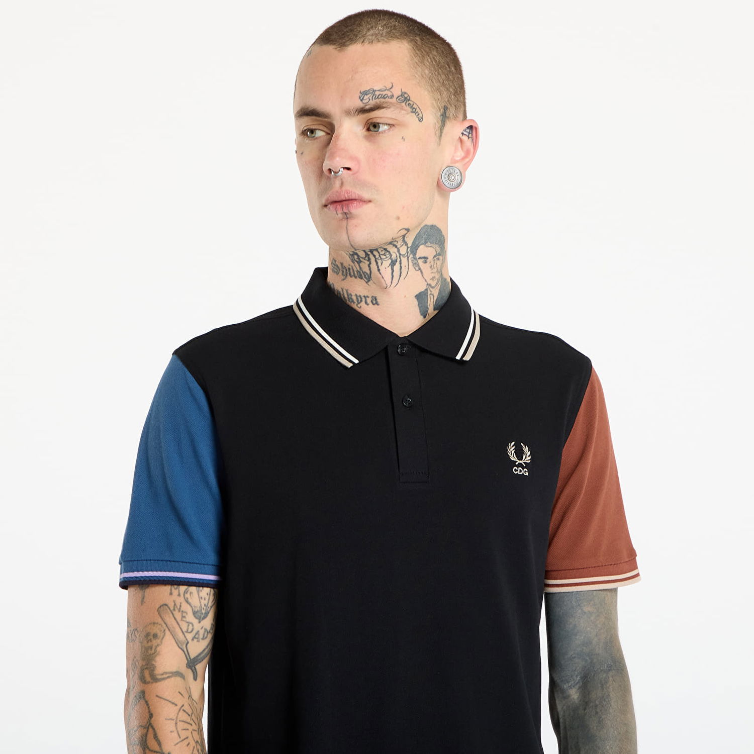 Поло тениска Comme des Garçons Comme des Garçons SHIRT x Fred Perry Color Block Polo Knit Многоцветен | FP-T502-W25 Black, 1
