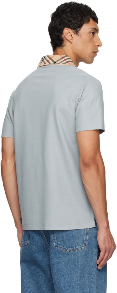 Поло тениска Burberry Burberry Check Collar Cotton Polo Синьо | 8110944, 2