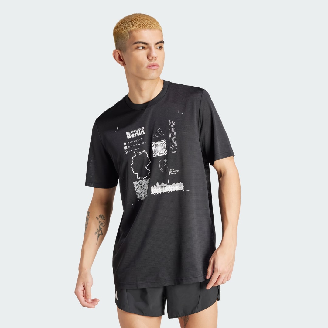 Тениска adidas Performance Running Adizero City Series Graphic Tee Черно | IW5187, 0