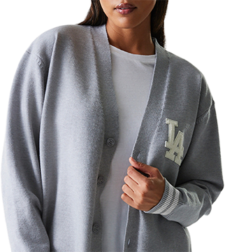 Пуловер New Era MLB Los Angeles Dodgers Knit V-Neck Cardigan Сиво | 60684476-30, 2