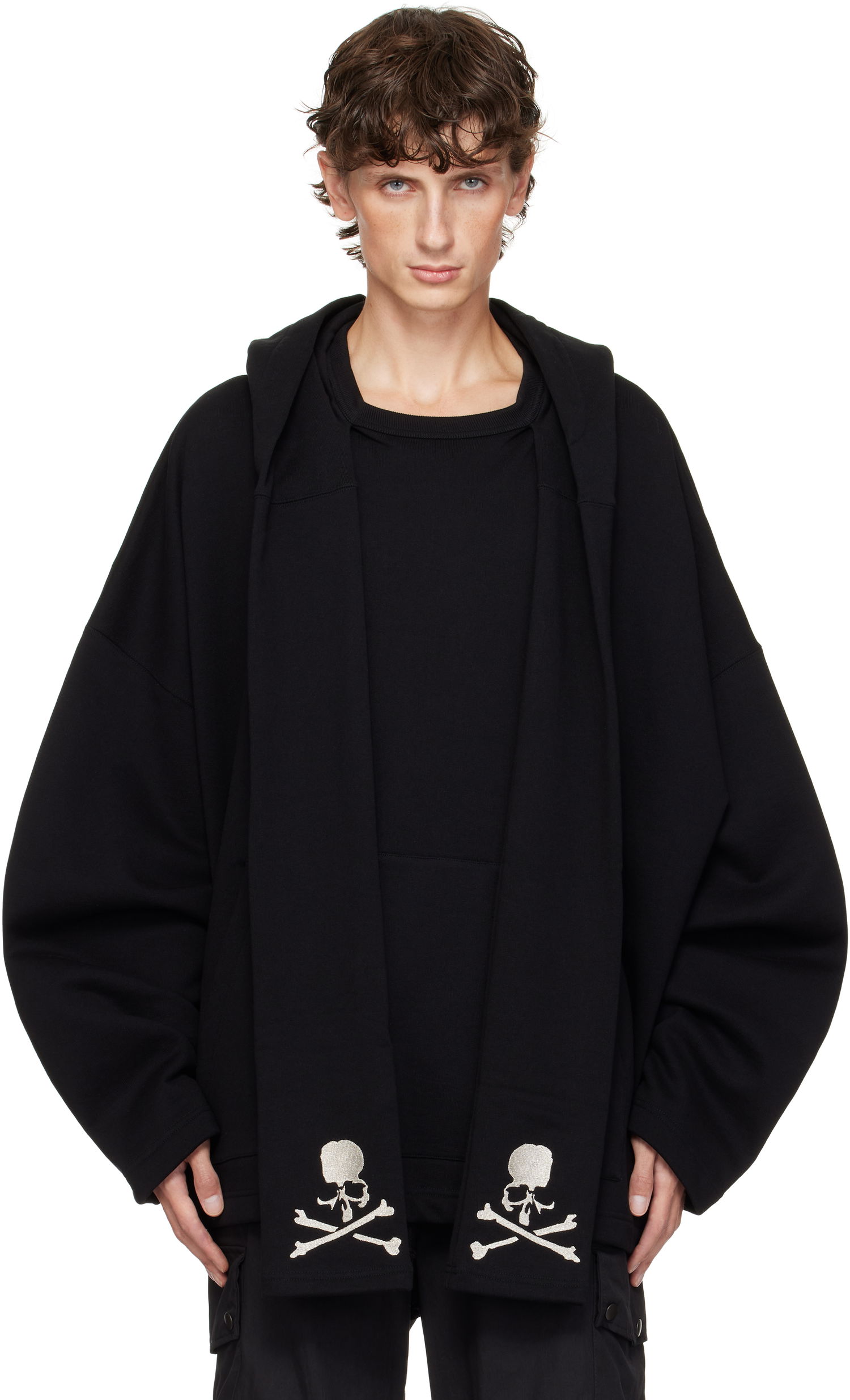 Суитчър Mastermind WORLD Oversized Scarf Hoodie Черно | MW24S13-SW006-001, 0