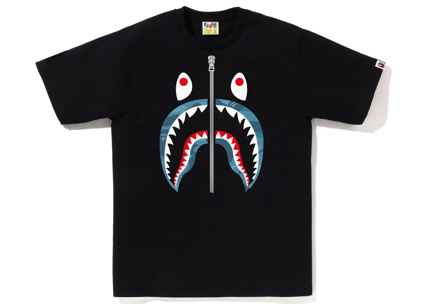 Тениска BAPE Honeycomb Camo Shark Tee Черно | 1J30-110-042, 0