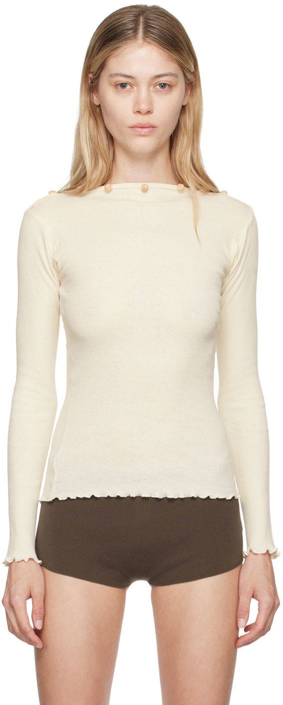Тениска Baserange Off-White Tav Long Sleeve T-Shirt Бежово | TOTVL-RC-AU24, 0