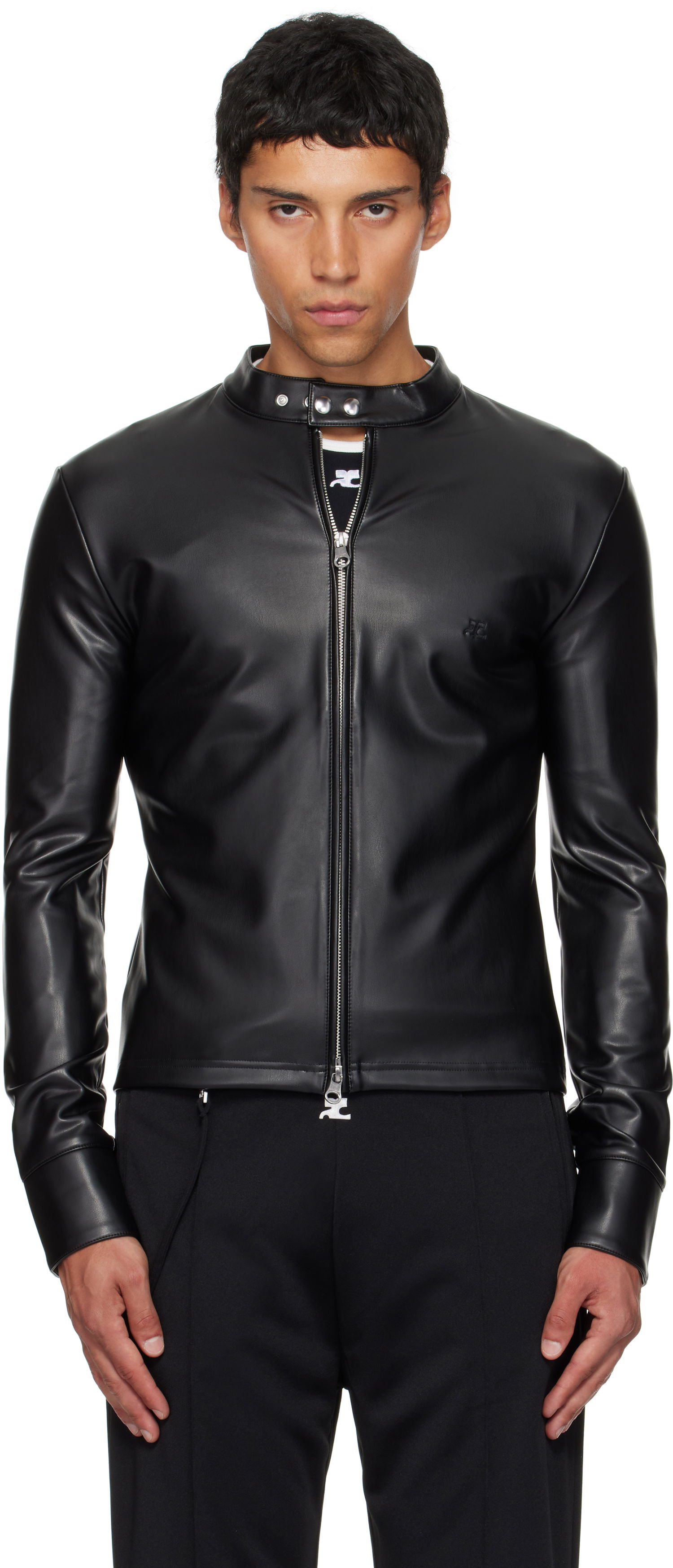 Яке Courrèges Courrèges Faux-Leather Biker Jacket Черно | 325CTO448PU0049, 0
