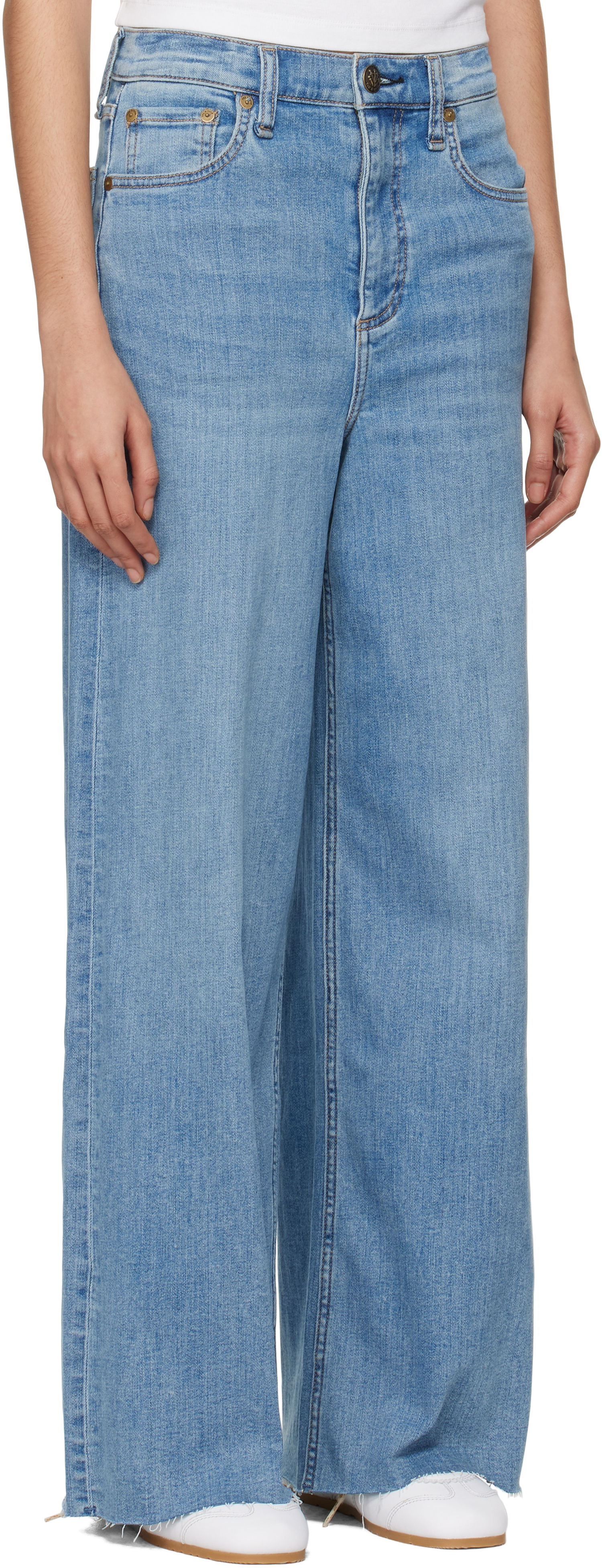 Дънки rag & bone rag & bone 'The Sofie' High-Rise Ultra Wide Ankle Jeans Синьо | WDD24F3000FUMO, 1