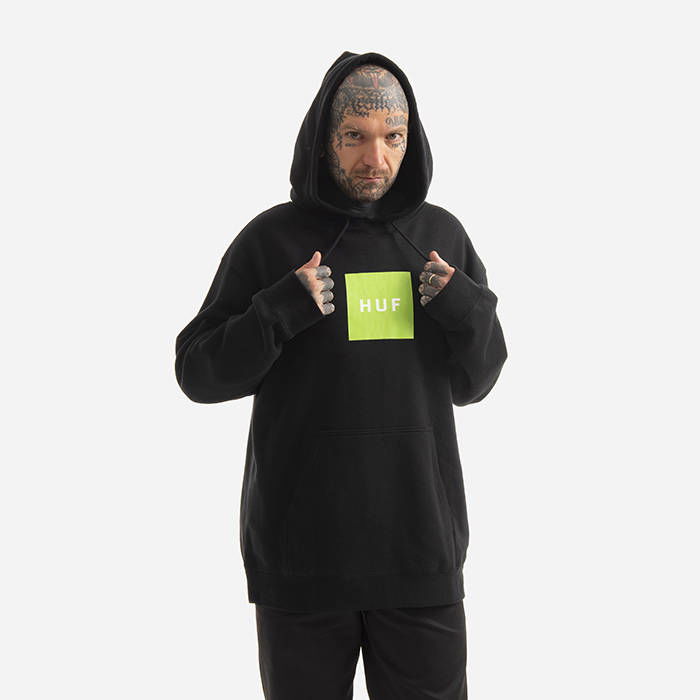Суитчър HUF Box Logo Hoodie Черно | pf00465-black, 0