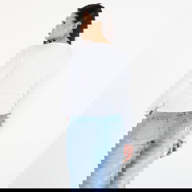 Тениска GAP Long Sleeve Ribbed Logo Top Бяло | 805668-00, 2