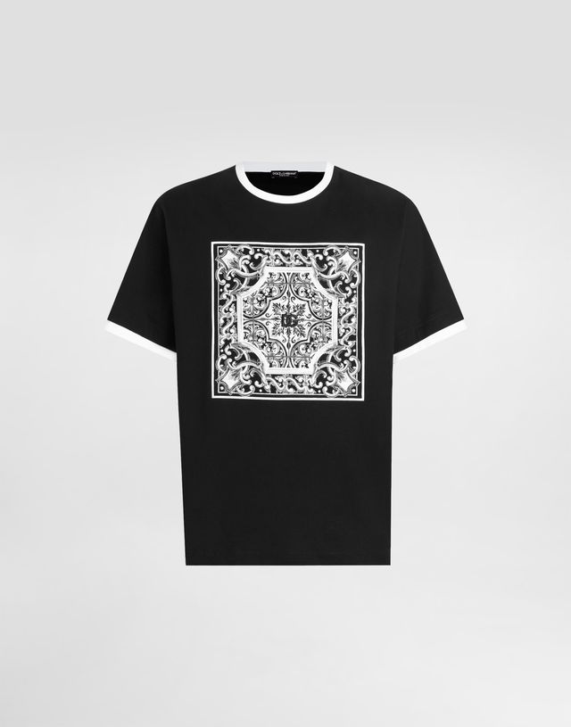 Dolce & Gabbana Cotton T-Shirt with Tile Print