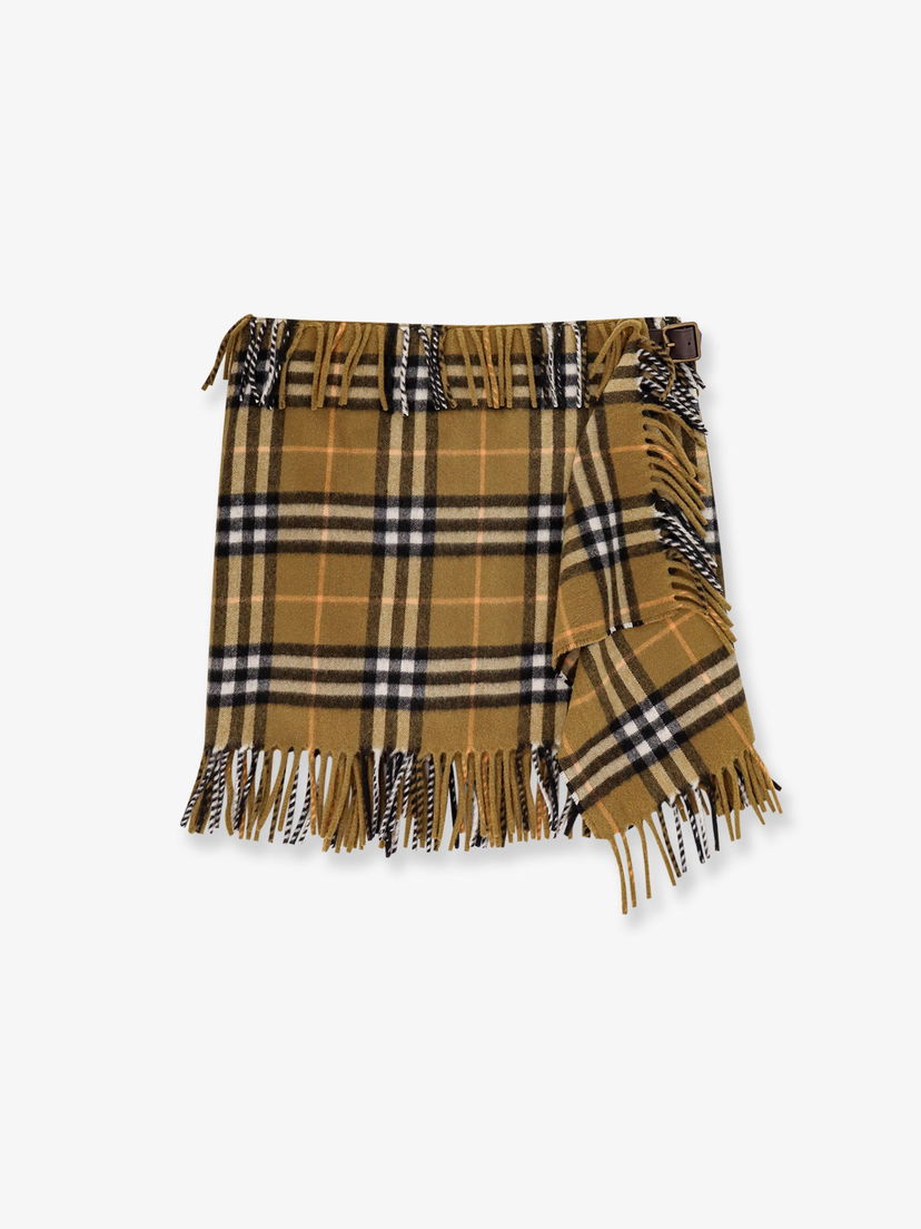 Пола Burberry Fringed Plaid Skirt Кафяво | 8099716C1422