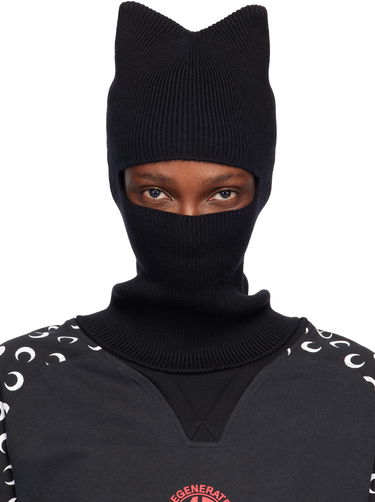 Шапка Marine Serre Marine Serre Merino Wool Knit Kawaii Cat Ear Balaclava Черно | UHG073ACKNI0033, 0