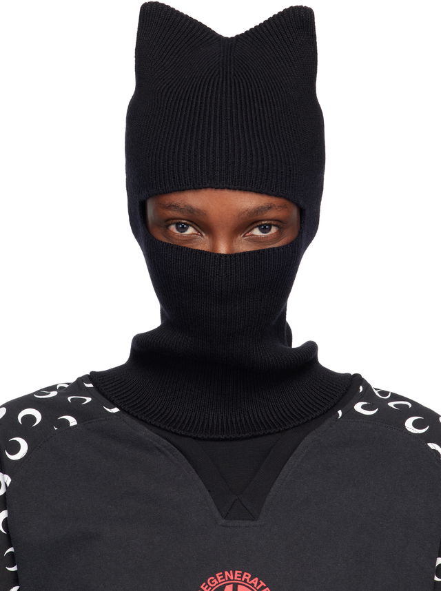Marine Serre Merino Wool Knit Kawaii Cat Ear Balaclava