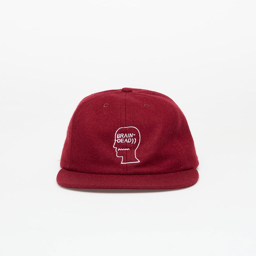 Шапка с козирка Brain Dead Flannel Logohead 6 Panel Hat Burgundy Universal Бургунди | BDF25H01004631RD05