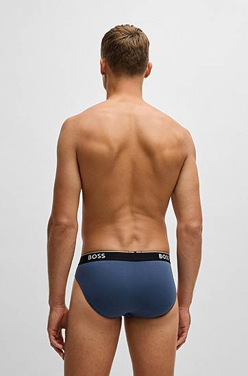Боксерки BOSS BOSS Stretch-Cotton Briefs, 3-Pack with Logo Waistbands Сиво | 50531681, 1