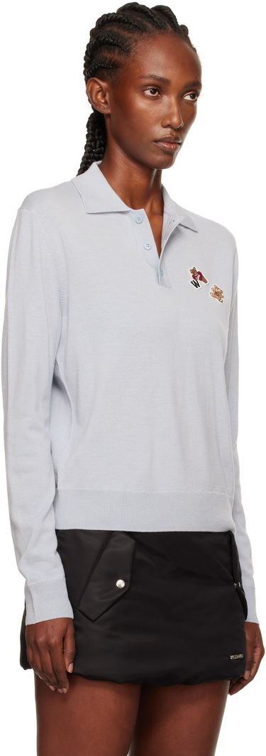 Поло тениска We11done We11done Double Patched Knit Polo Синьо | WD-KT2-25-679-W-GY, 1
