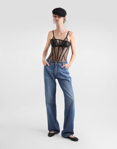 Риза Dolce & Gabbana Dolce & Gabbana Mesh Tulle Corset Top Черно | F7AG8TFLSK8N0000, 1