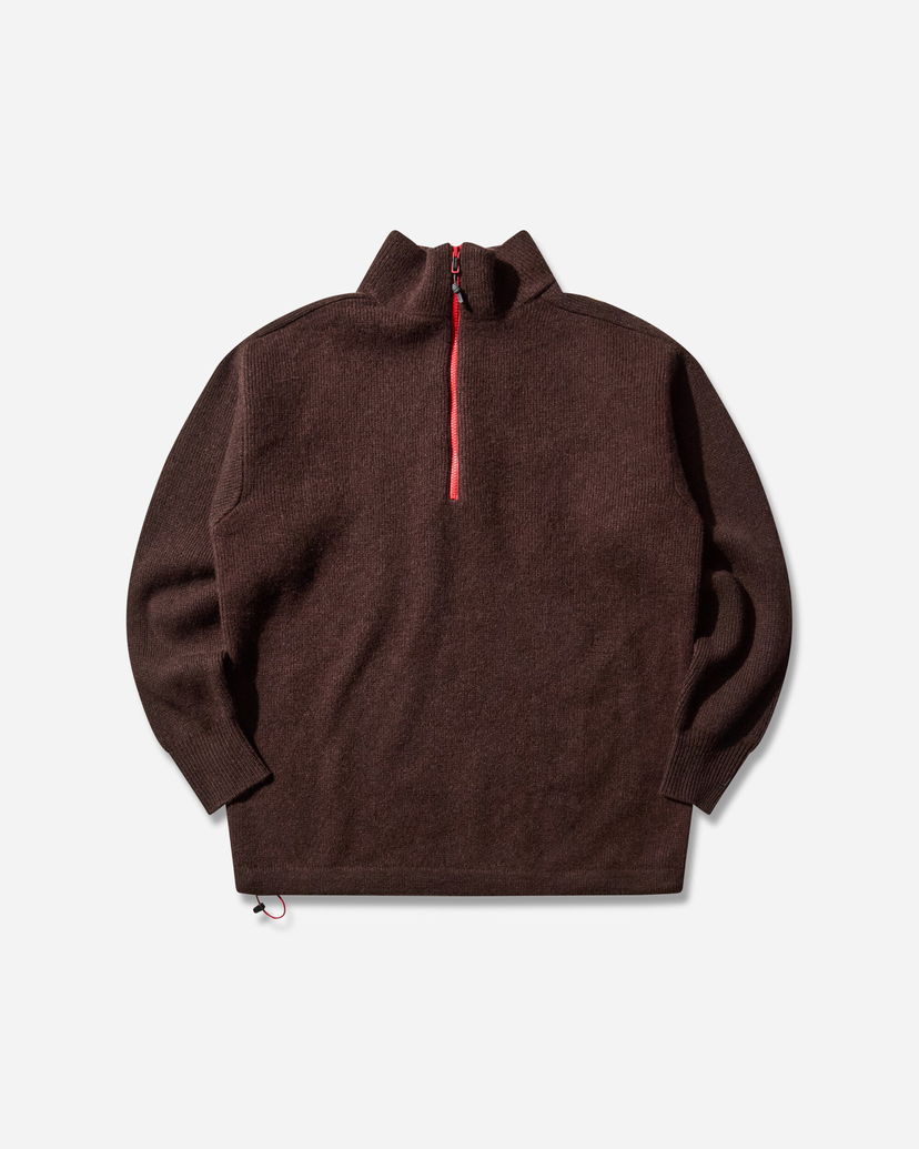 Пуловер GR10K Felted Half-Zip Sweater with Drawstring Hem Кафяво | CGB42200JE26 26