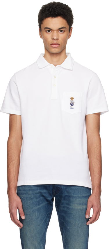 Поло тениска Polo by Ralph Lauren Polo Ralph Lauren Classic Fit Polo Bear Mesh Polo Бяло | 710963818001, 0