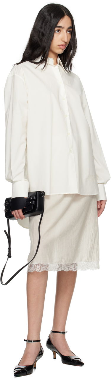 Риза Maison Margiela MM6 Maison Margiela Cotton Poplin & Voile Midi Dress Бяло | S62DD0044 MTN076, 3