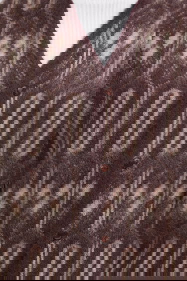 Пуловер Needles Geometric Mohair Blend Cardigan Кафяво | RW357, 3