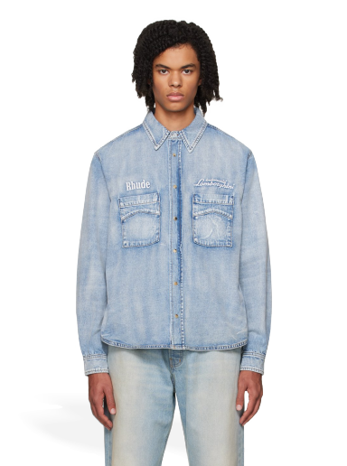 Риза Rhude Automobil Lamborghini Edition Denim Shirt Синьо | RHFW23SR32320032