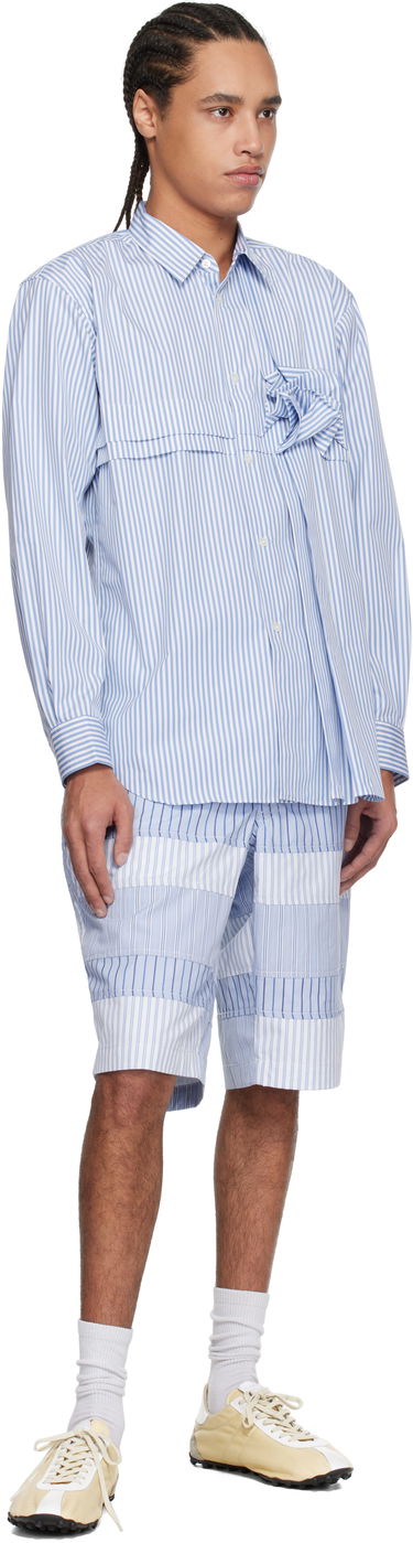 Риза Comme des Garçons Comme des Garçons Yarn Dyed Stripe 3D Roses Shirt Синьо | FO-B039-051, 3