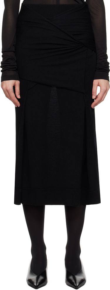 Пола TOTEME Draped Midi Knit Skirt Черно | 244-WRT0398-YA0087, 0