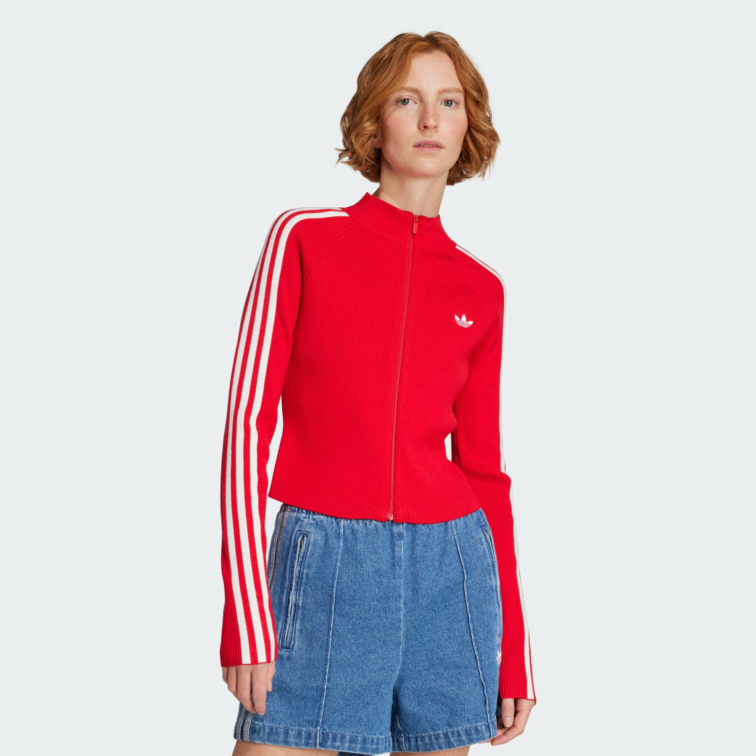 Пуловер adidas Performance Adicolor Slim-Fit Knitted Track Top Червено | JY2598, 0