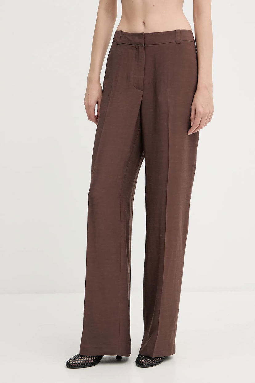 Панталони Samsoe Samsoe Samsoe Samsoe SALARAY High-Waist Wide-Leg Pants Кафяво | F25200023