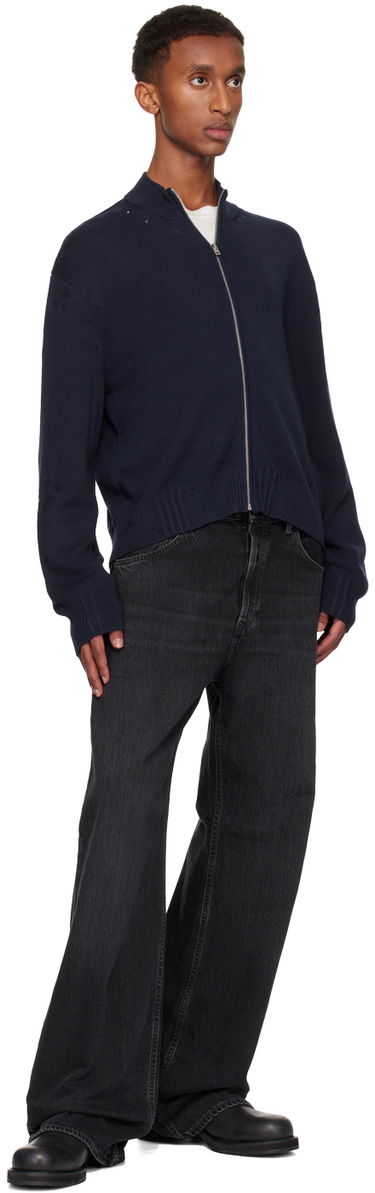 Пуловер Acne Studios Acne Studios Distressed Zip Cardigan Тъмно синьо | B60334-, 3