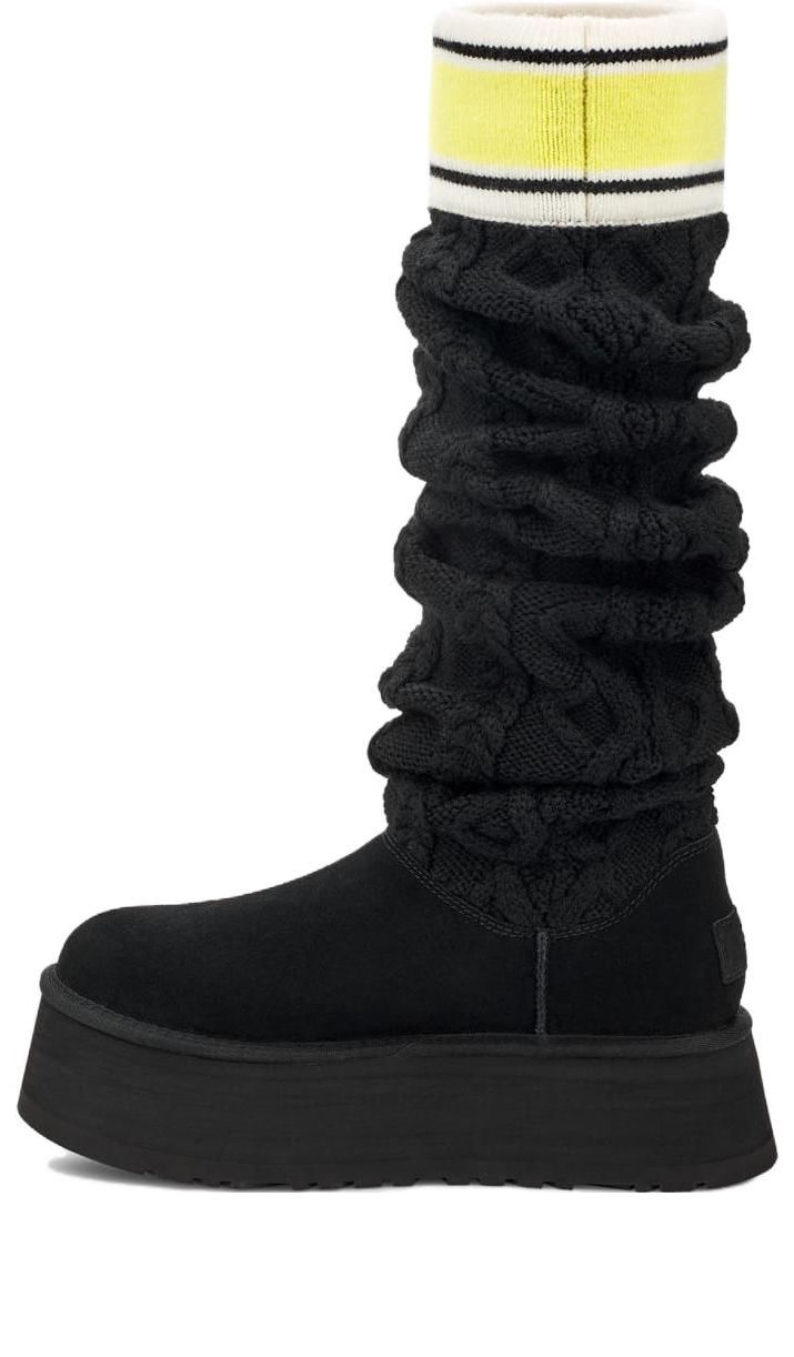 Кецове и обувки UGG Classic Sweater Knit Tall Platform Boots Черно | 1144044-BLK, 0