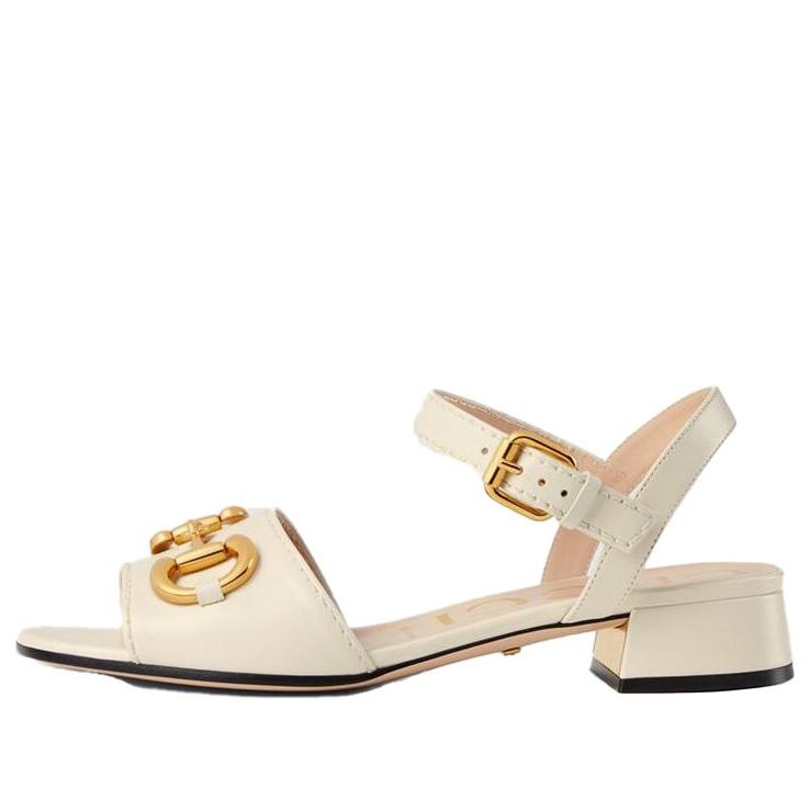 Кецове и обувки Gucci Gucci Horsebit Leather Sandals Бяло | 655413-BKO00-9022, 0