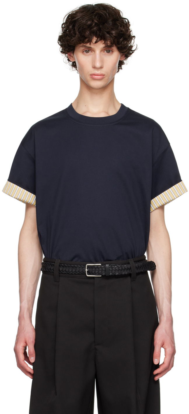 Тениска Bottega Veneta Double Layer T-Shirt Тъмно синьо | 754683 V4HQ0 4133