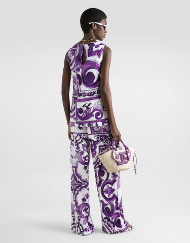 Панталони Dolce & Gabbana Dolce & Gabbana Majolica-Print Wide-Leg Trousers Лилаво | FTDBQTFS8C0IP3TN, 2