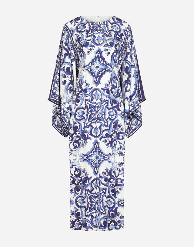 Dolce & Gabbana Majolica-Print Charmeuse Dress