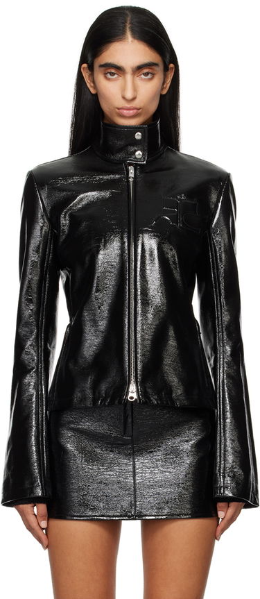 Яке бомбър Courrèges Embossed-Logo Patent Leather Jacket Черно | 324CBL194VY0014, 0