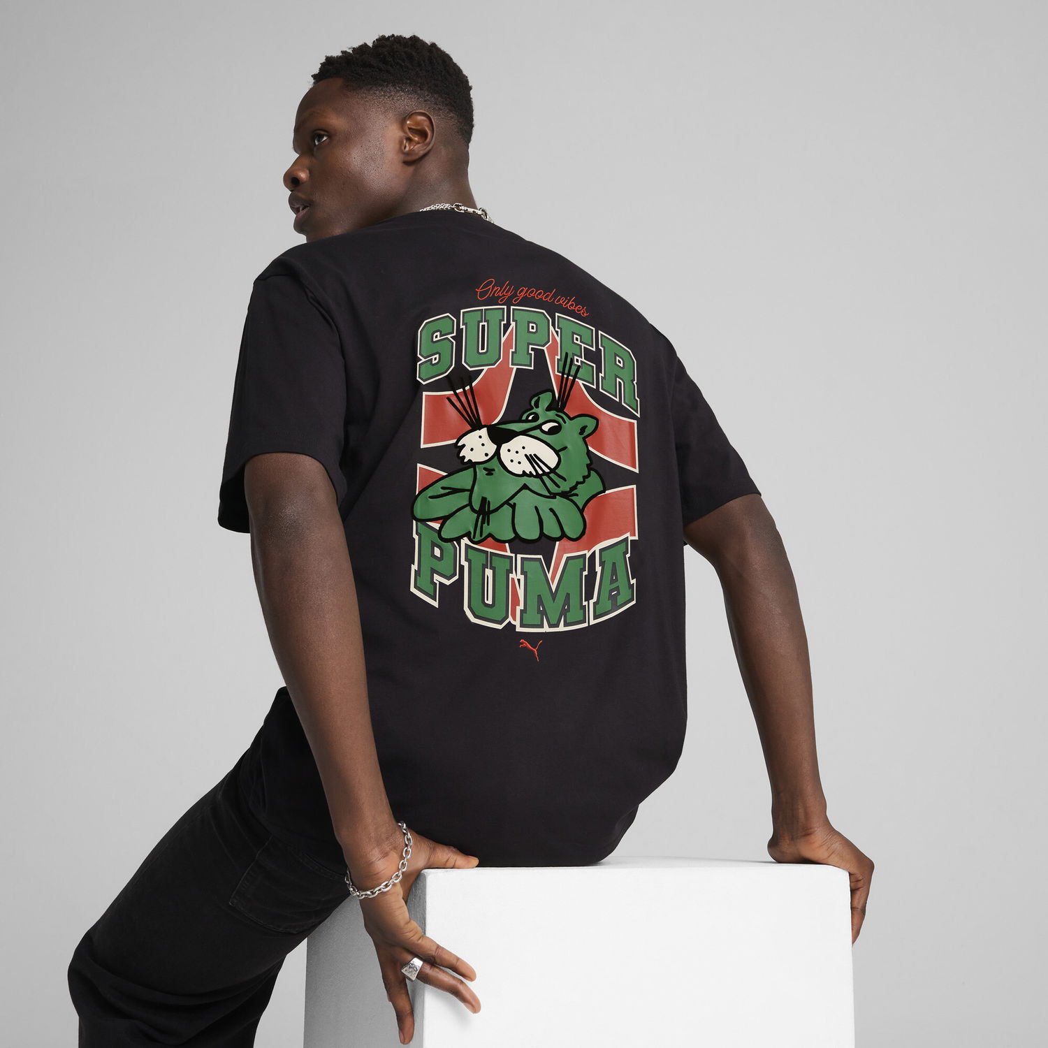 Тениска Puma Super PUMA Graphics Relaxed Fit T-Shirt Черно | 629639_01, 1