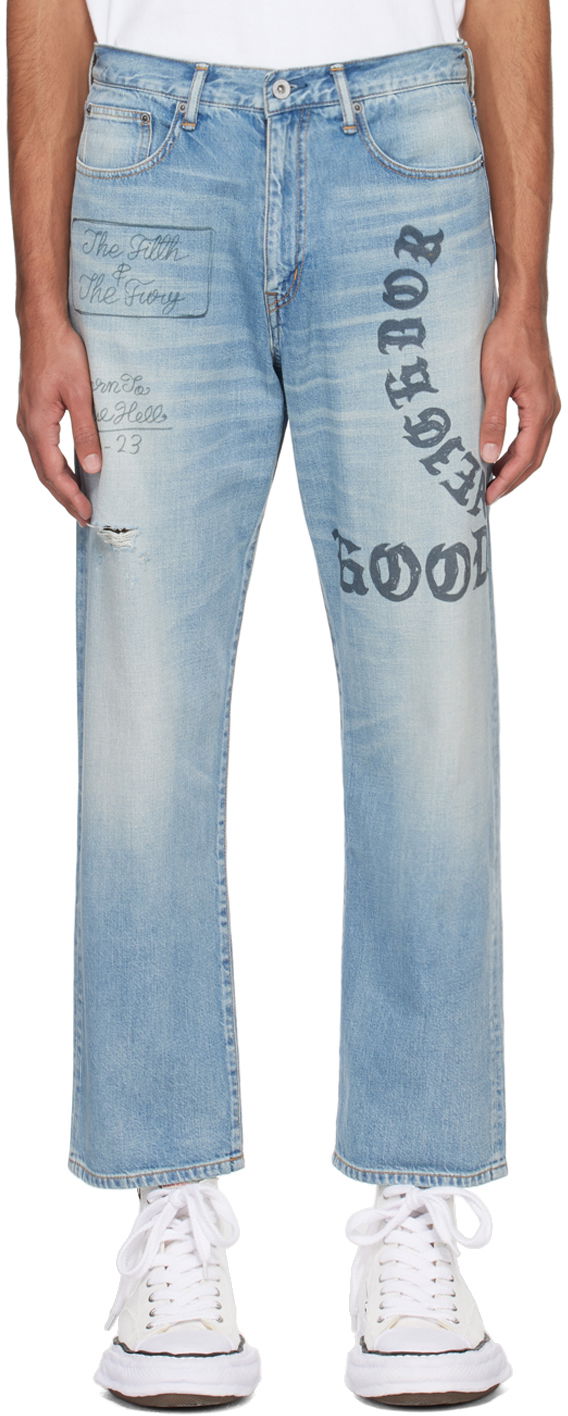 Дънки Neighborhood Faded Jeans Тюркоазено | 232YTNH-PTM06, 0